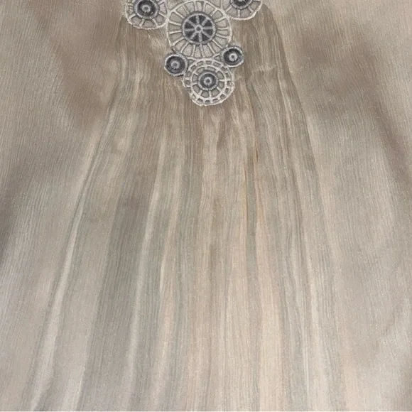 Catherine Malandrino Silk Halter Dress | Beaded Detail | Elegant Cream Maxi - Picture 5 of 9